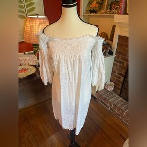 Delfina white lace off the shoulder dress/cover-up. Size-Medium